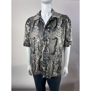 Pop Icon Snake Print Button-Up Shirt XL Polyester USA Made
